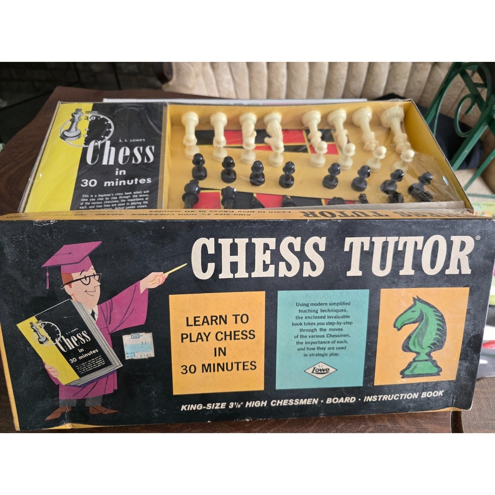 NEW 1955 CHESS TUTOR No.124 Learn to Play in 30 Minutes - King Size 3 1/8